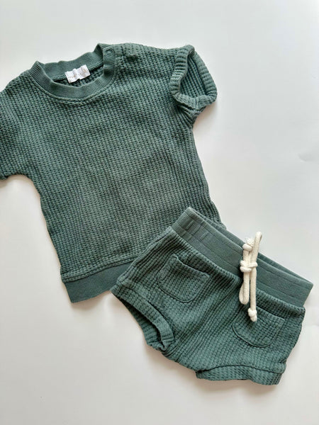 Jamie Kay Blue Waffle Short Set • 2 years
