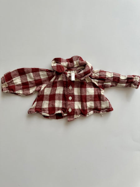 Rylee and Cru Red and White Gingham Collared Button Up and Bloomers • 0-3 months