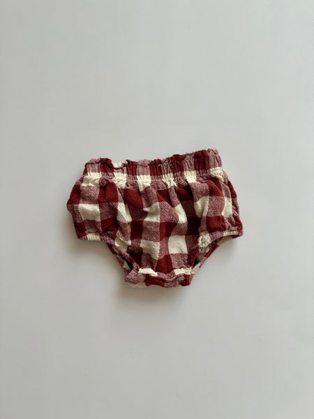 Rylee and Cru Red and White Gingham Collared Button Up and Bloomers • 0-3 months