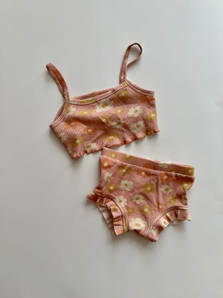 Wild Wawa Pink Daisy Cop and Bloomer Set • 18-24 months