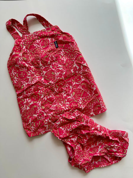 Patagonia Pink Floral Apron Dress with Bloomer • 3 years