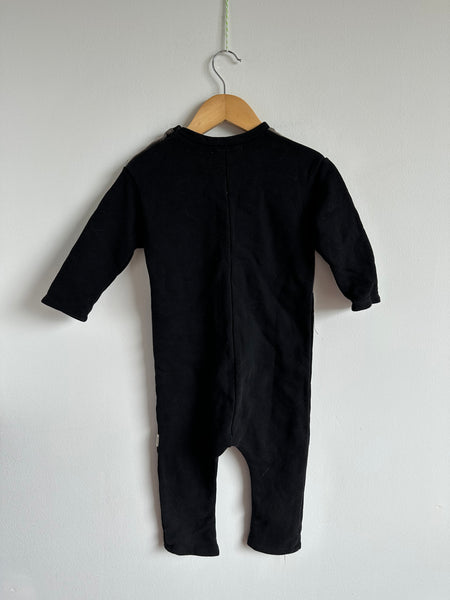 Greige Grey/White/Black Long Sleeve Romper • 2 years