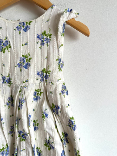 Monsoon White and Blue Floral Dress • 2-3 years