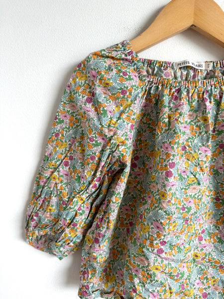 Petits Vilains Green and Multicoloured Floral Blouse • 4-5 years