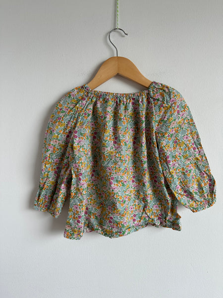 Petits Vilains Green and Multicoloured Floral Blouse • 4-5 years