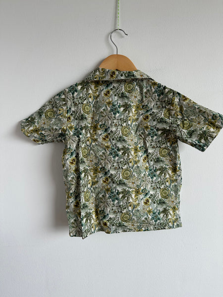 Petits Vilains Green Floral Button Up • 6-7 years