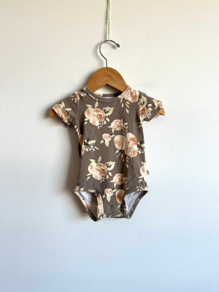 Jax and Lennon Grey Rose Floral Onesie • 0-6 months