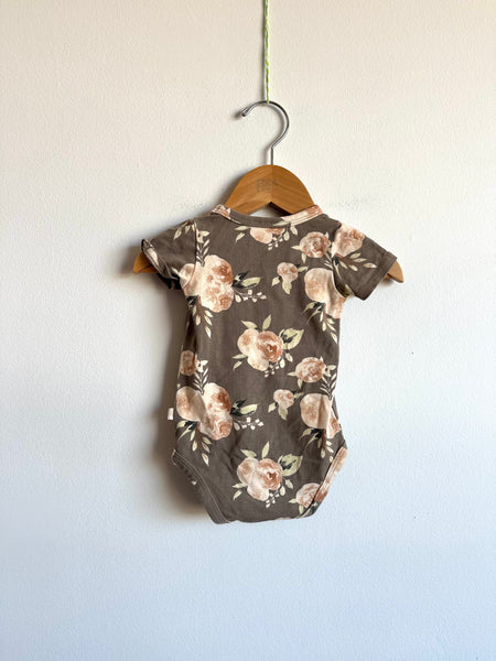 Jax and Lennon Grey Rose Floral Onesie • 0-6 months