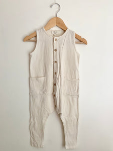 The Simple Folk Cream Button Up Tank Romper • 18-24 months