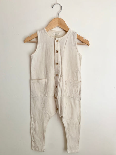 The Simple Folk Cream Button Up Tank Romper • 18-24 months
