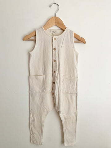 The Simple Folk Cream Button Up Tank Romper • 18-24 months