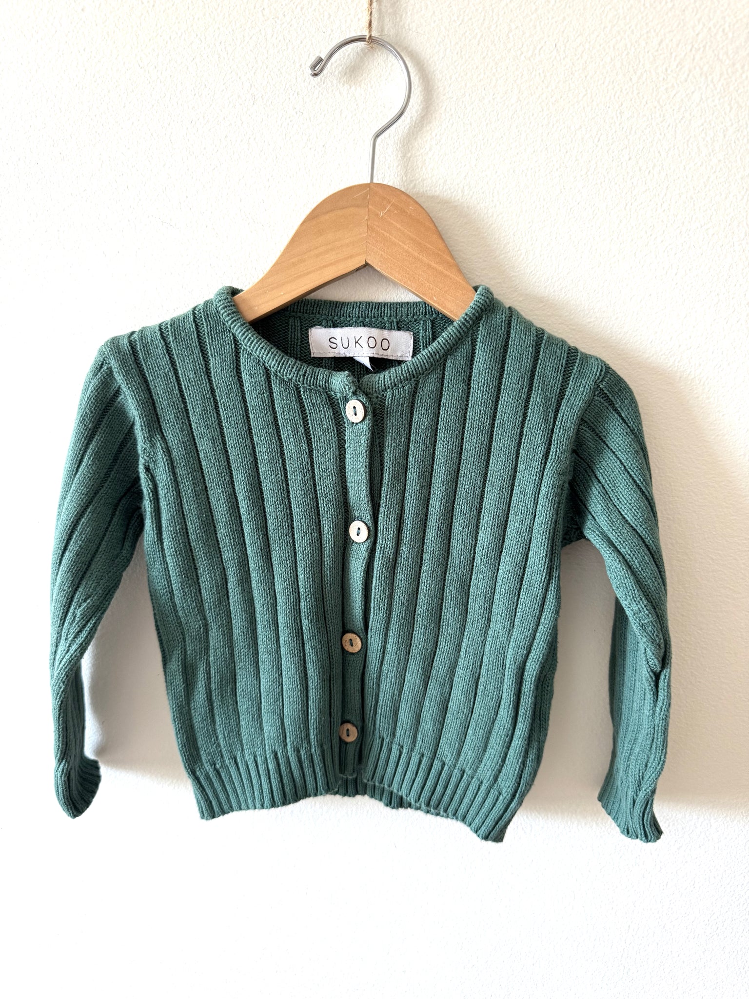 Sukoo Green Knit Cardigan • 1 year