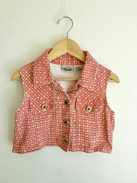 Vintage Attitude Plaid Denim 2 pc Vest Set • 6-8 years