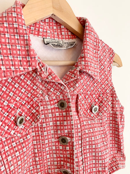 Vintage Attitude Plaid Denim 2 pc Vest Set • 6-8 years