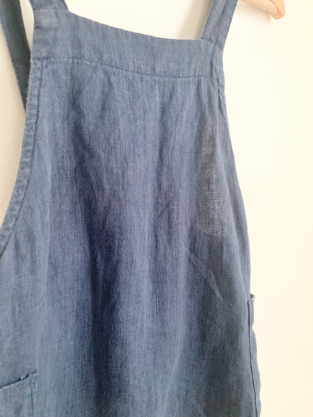 Petits Vilains Navy Blue Linen Overalls  • 2-3 years