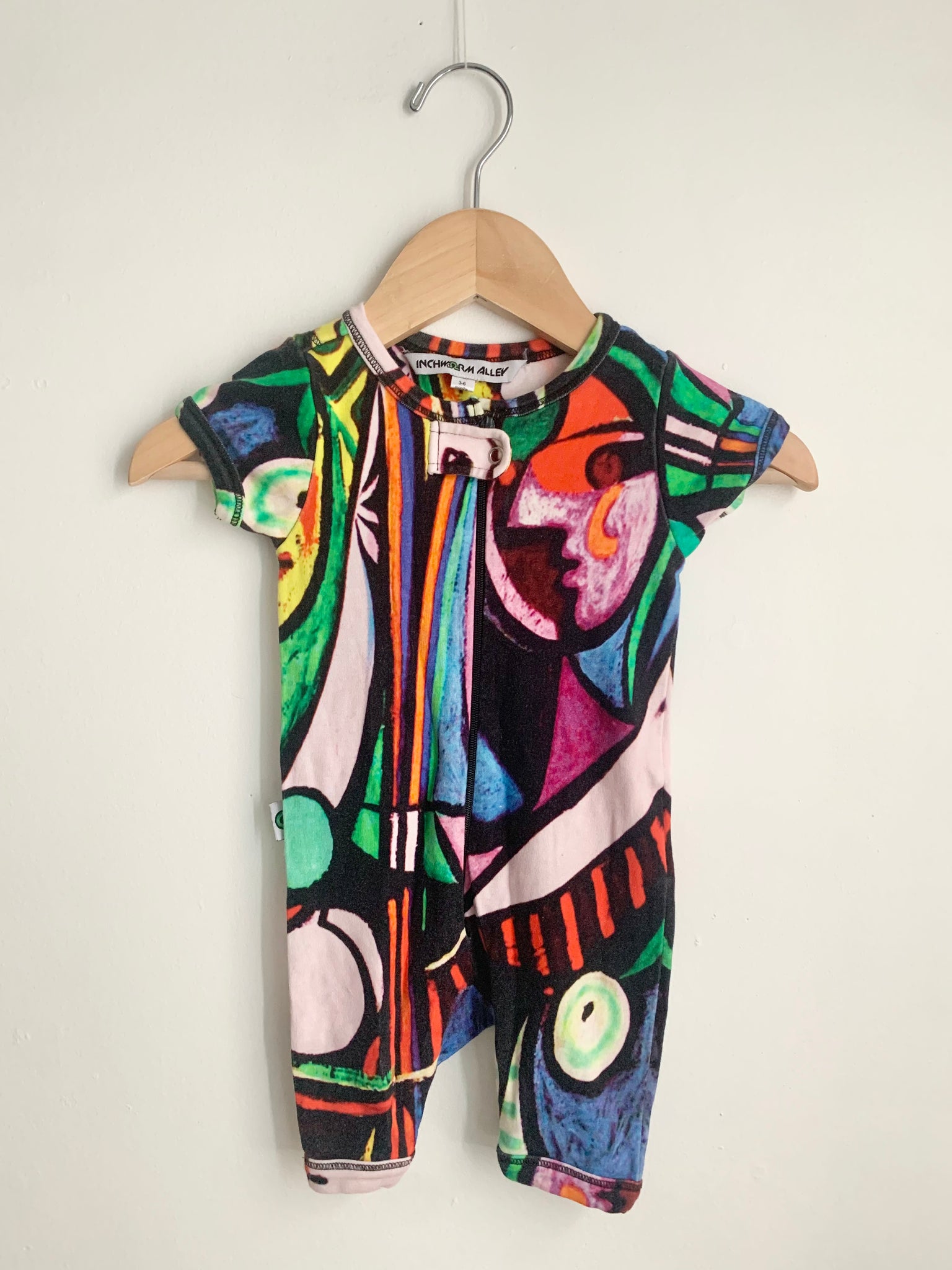 Inchworn Alley Abstract Print Romper • 3-6 months