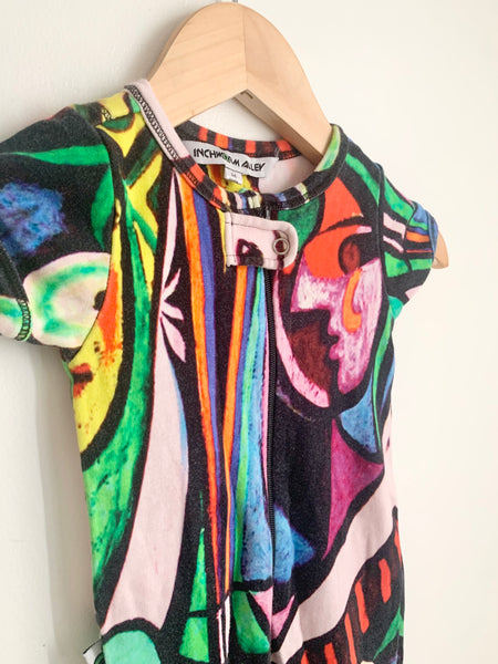 Inchworn Alley Abstract Print Romper • 3-6 months