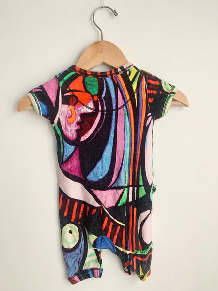 Inchworn Alley Abstract Print Romper • 3-6 months