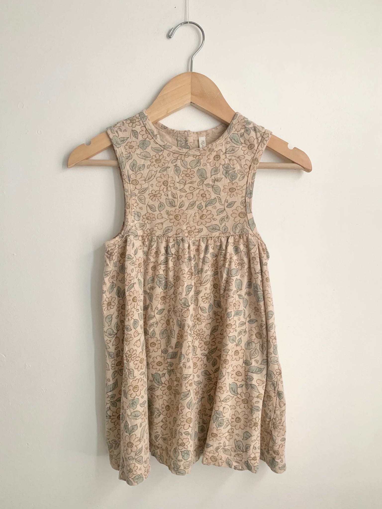 Rylee and Cru Beige and Pink Floral Tank Dress • 2-3 years
