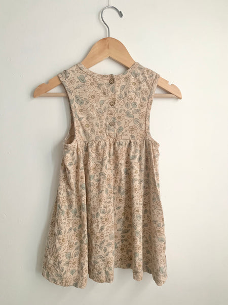 Rylee and Cru Beige and Pink Floral Tank Dress • 2-3 years
