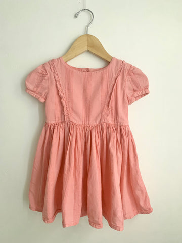 Morley Pink Cap Sleeve Textured Detail Dress • 2-3 years