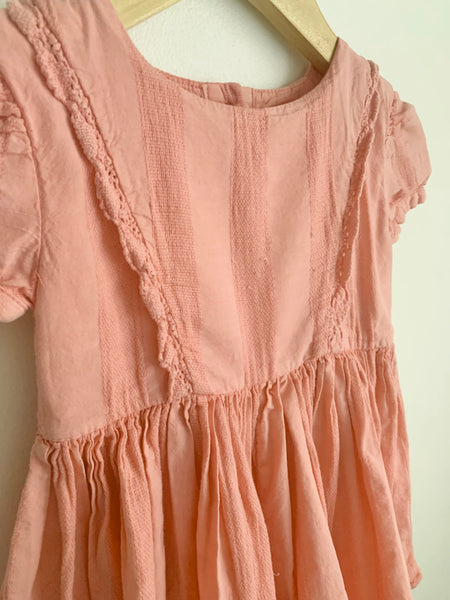 Morley Pink Cap Sleeve Textured Detail Dress • 2-3 years