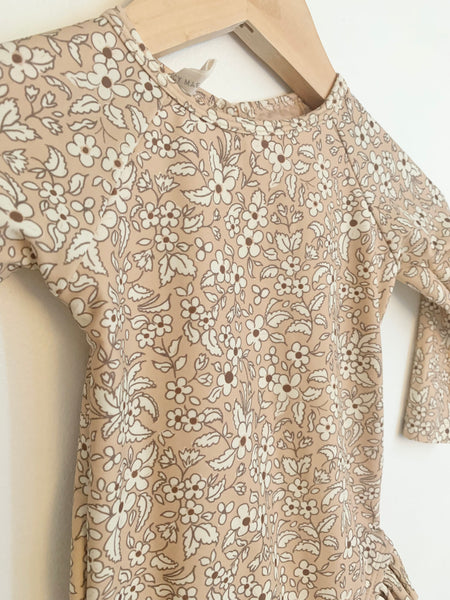 NEW Quincy Mae Brown Floral Long Sleeve Swimsuit • 6-12 months