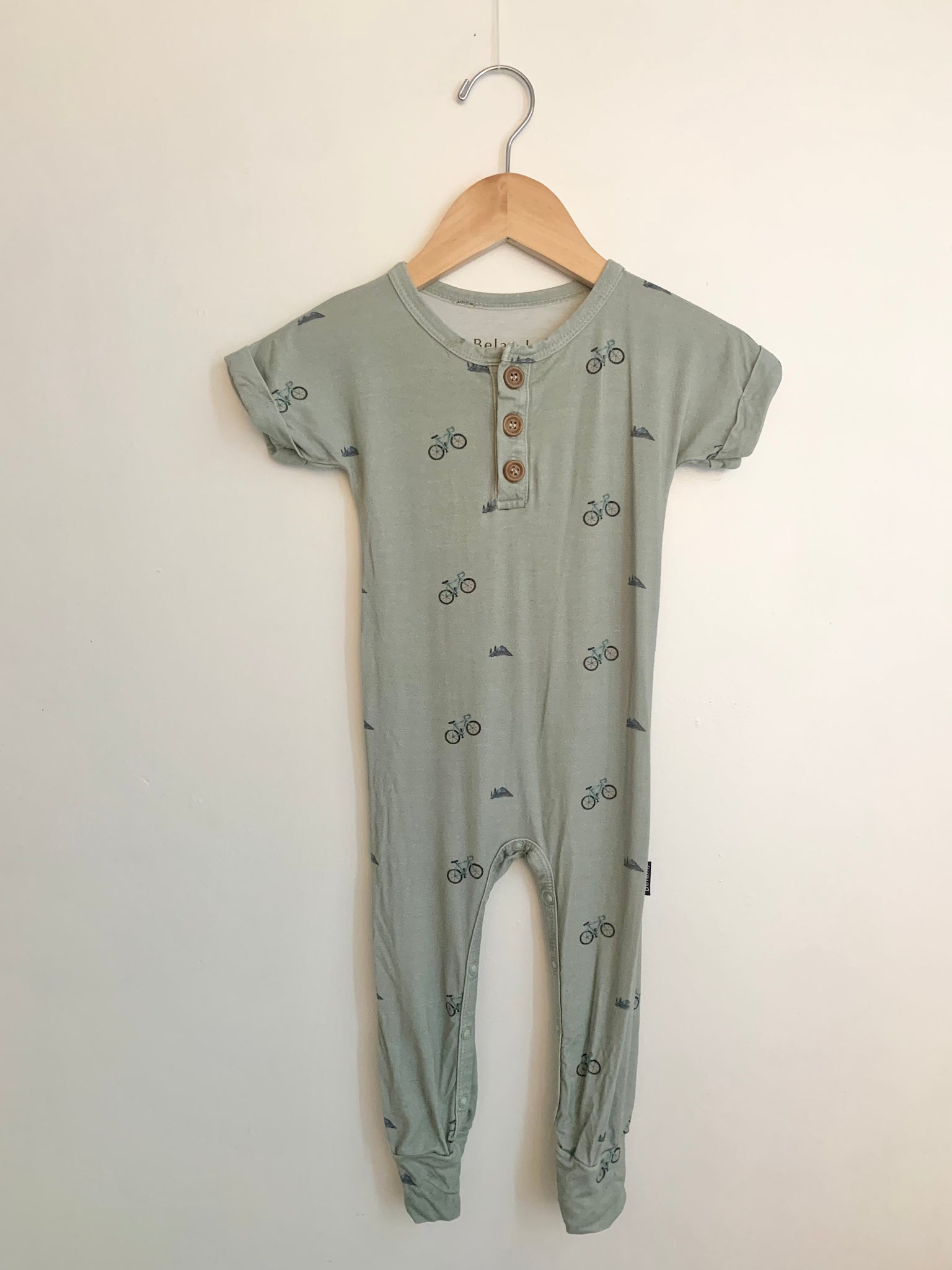 Belanj Sage Green Bicycle Short Sleeve Romper • 12-18 months