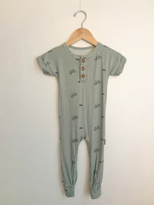 Belanj Sage Green Bicycle Short Sleeve Romper • 12-18 months