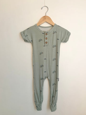 Belanj Sage Green Bicycle Short Sleeve Romper • 12-18 months