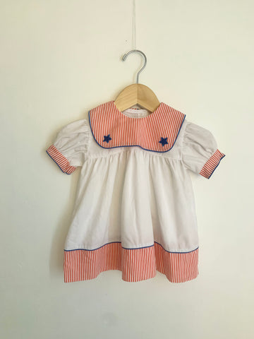 Vintage Striped Sailor Collared Dress • 1-3 years