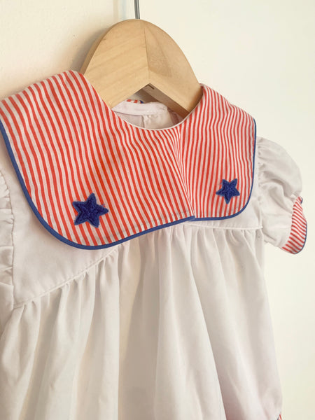 Vintage Striped Sailor Collared Dress • 1-3 years