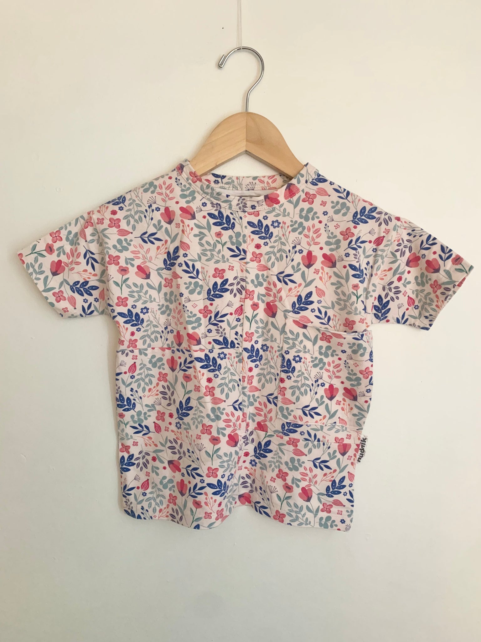 NEW Nudnik Blue and Pink Floral T-Shirt • 2-4 years