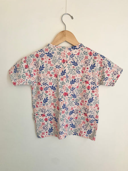NEW Nudnik Blue and Pink Floral T-Shirt • 2-4 years