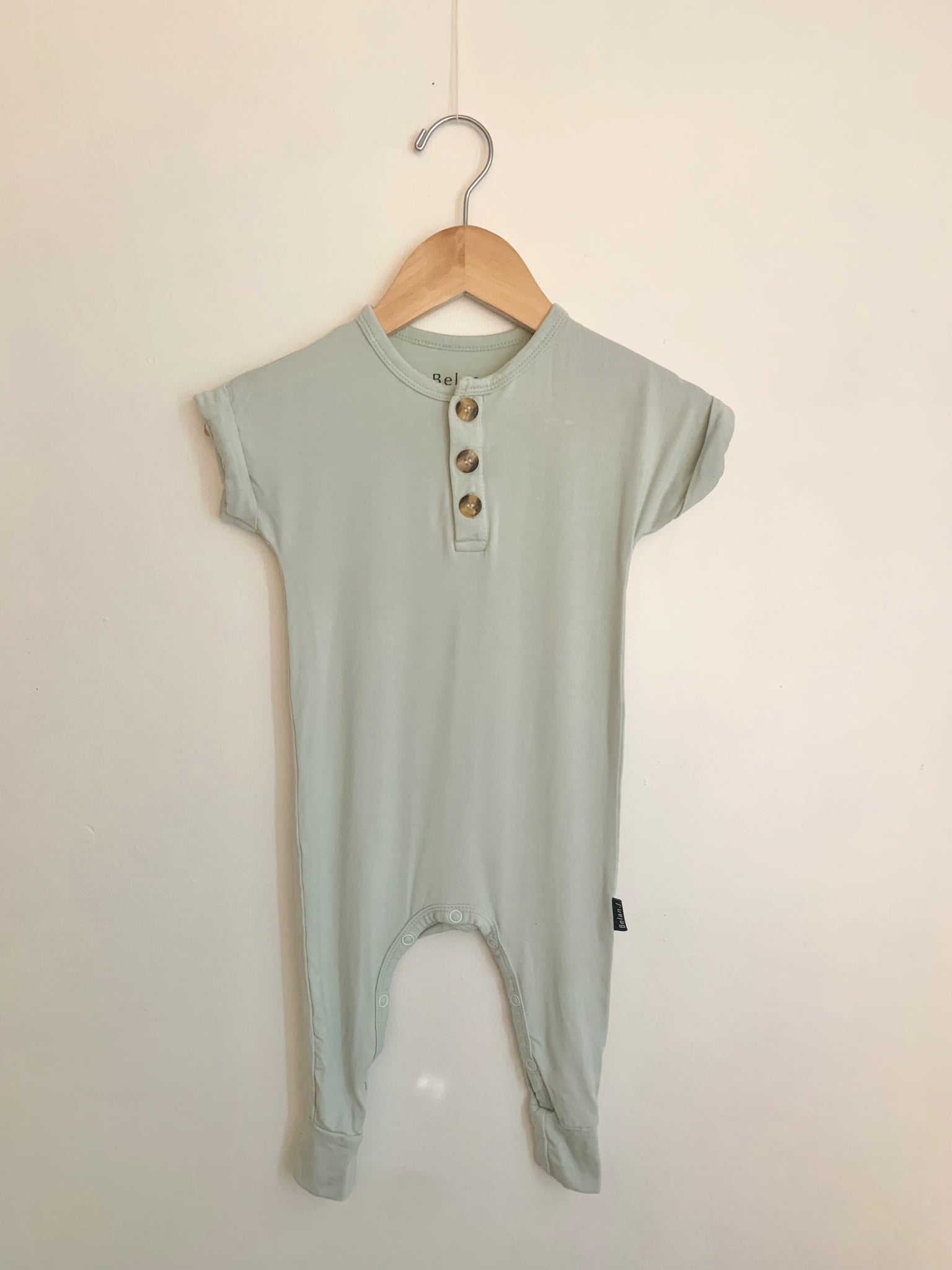 Belanj Green/Blue Cap Sleeve Romper • 6-12 months