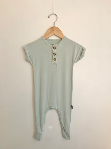 Belanj Green/Blue Cap Sleeve Romper • 6-12 months