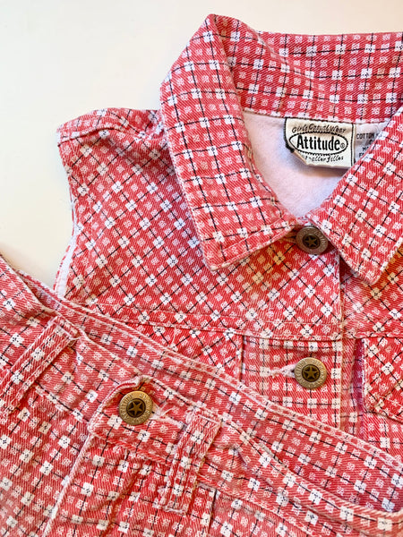 Vintage Attitude Plaid Denim 2 pc Vest Set • 6-8 years