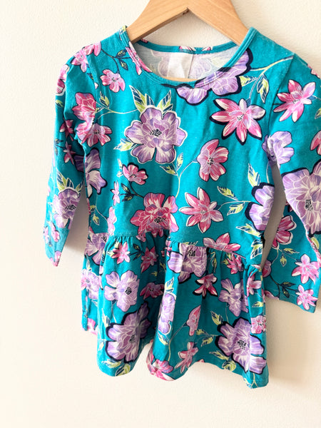 Bonds Long Sleeve Blue Floral Dress • 18-24 months