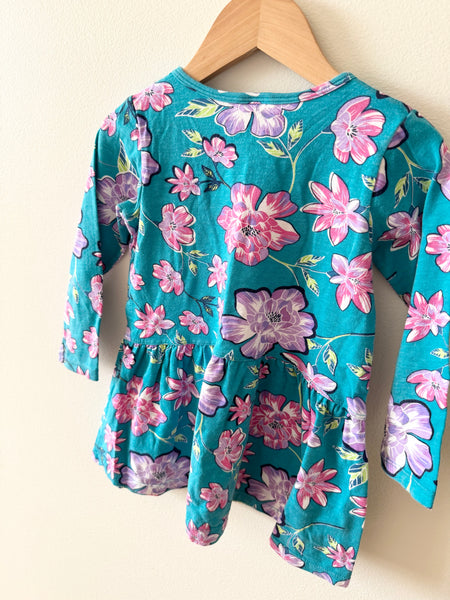 Bonds Long Sleeve Blue Floral Dress • 18-24 months