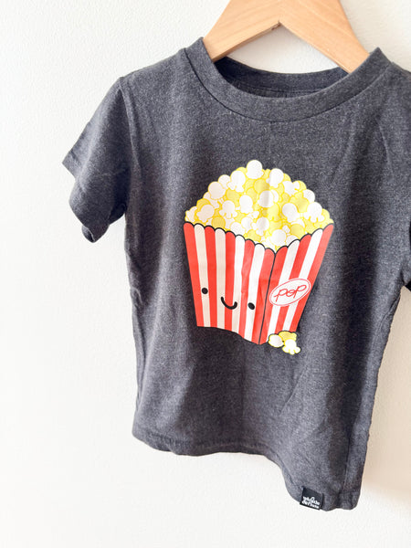 Whistle and Flute Popcorn Dark Grey T-Shirt • 3-4 years