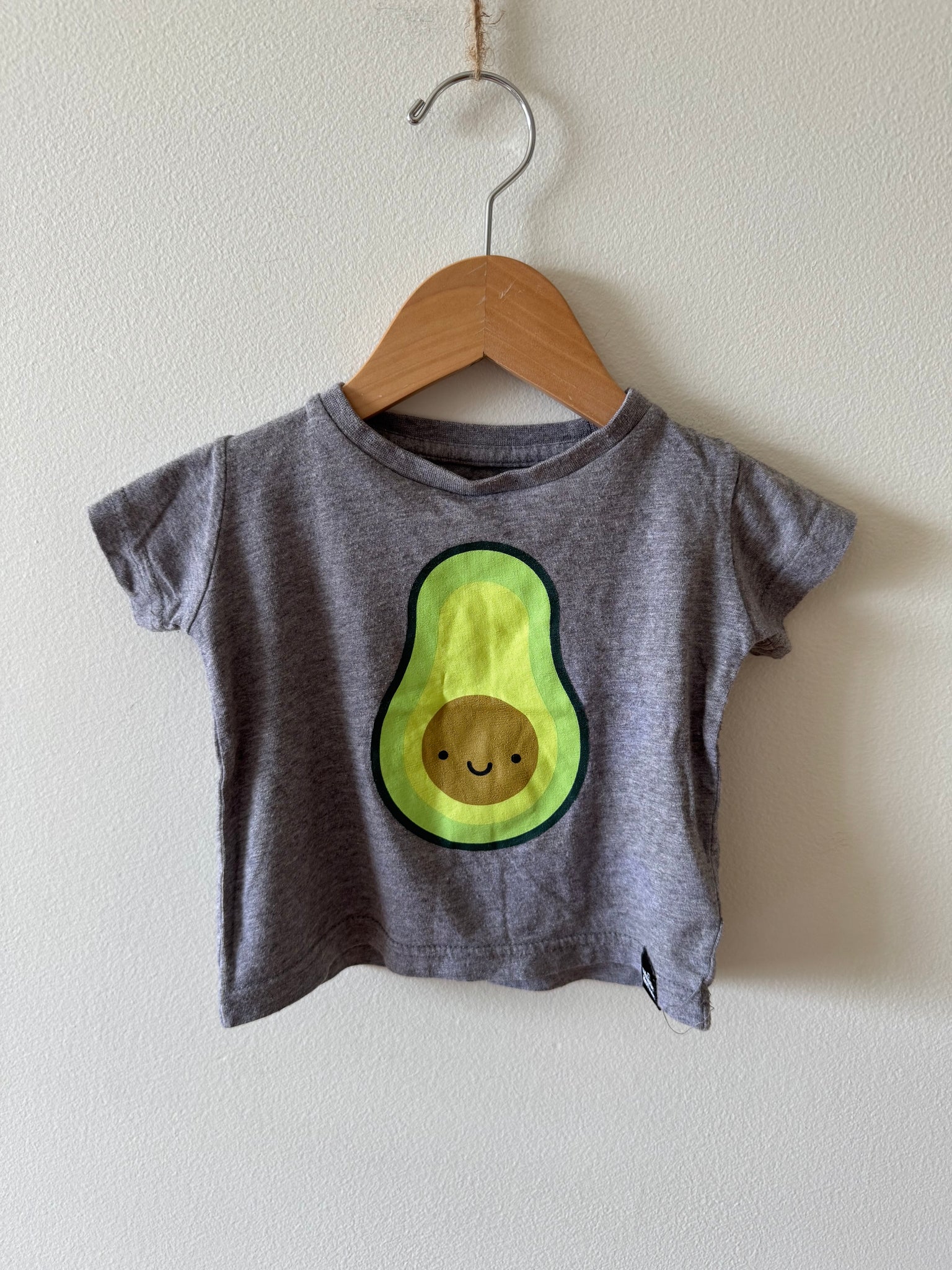 Whistle and Flute Avocado Grey T-Shirt • 6-12 months
