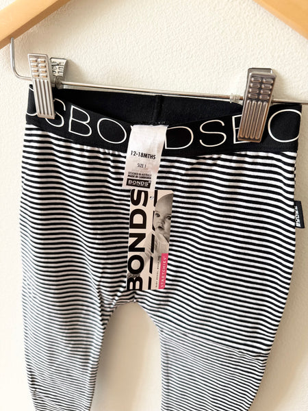 NEW Bonds Black and White Striped Leggings • 1-2 years