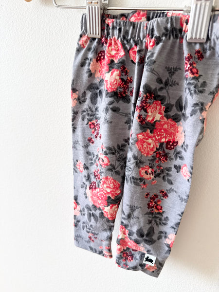 Little and Lively Grey Floral Leggings • 0-3 months