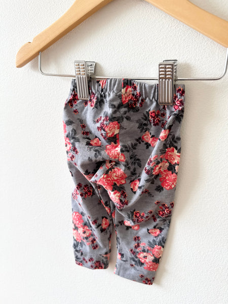 Little and Lively Grey Floral Leggings • 0-3 months