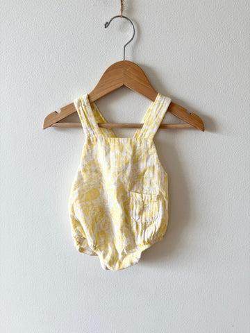 Mango Cotton Gauze Yellow and White Bubble Romper • 0-3 months