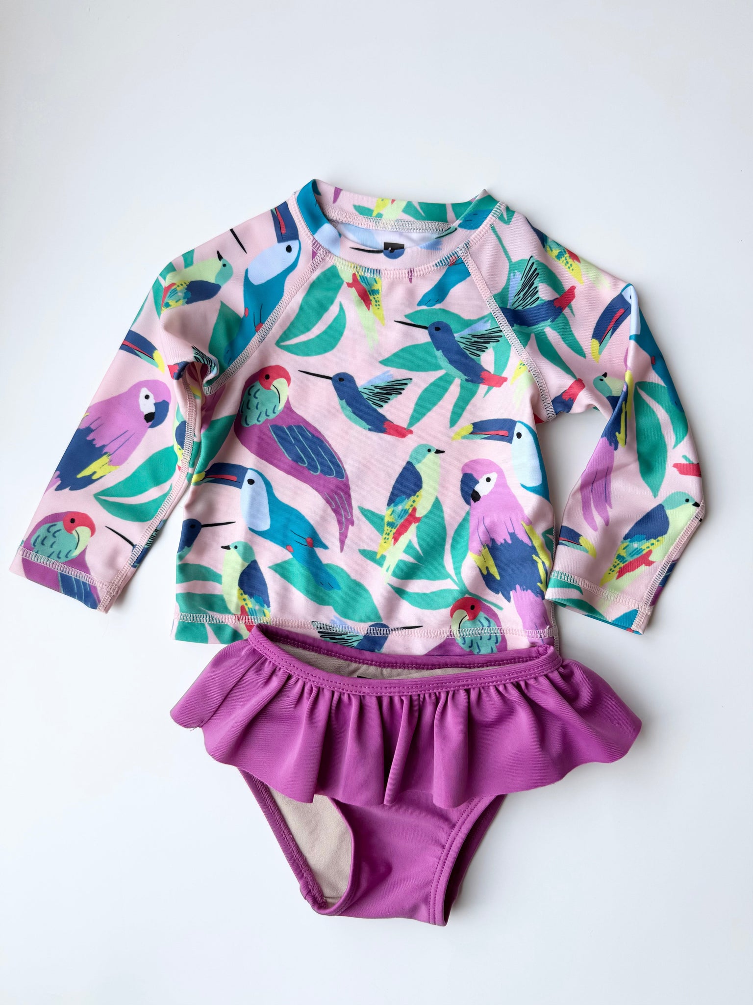 Tea 2pc Bird Swimsuit Long Sleeve Swimsuit • 9-12 months