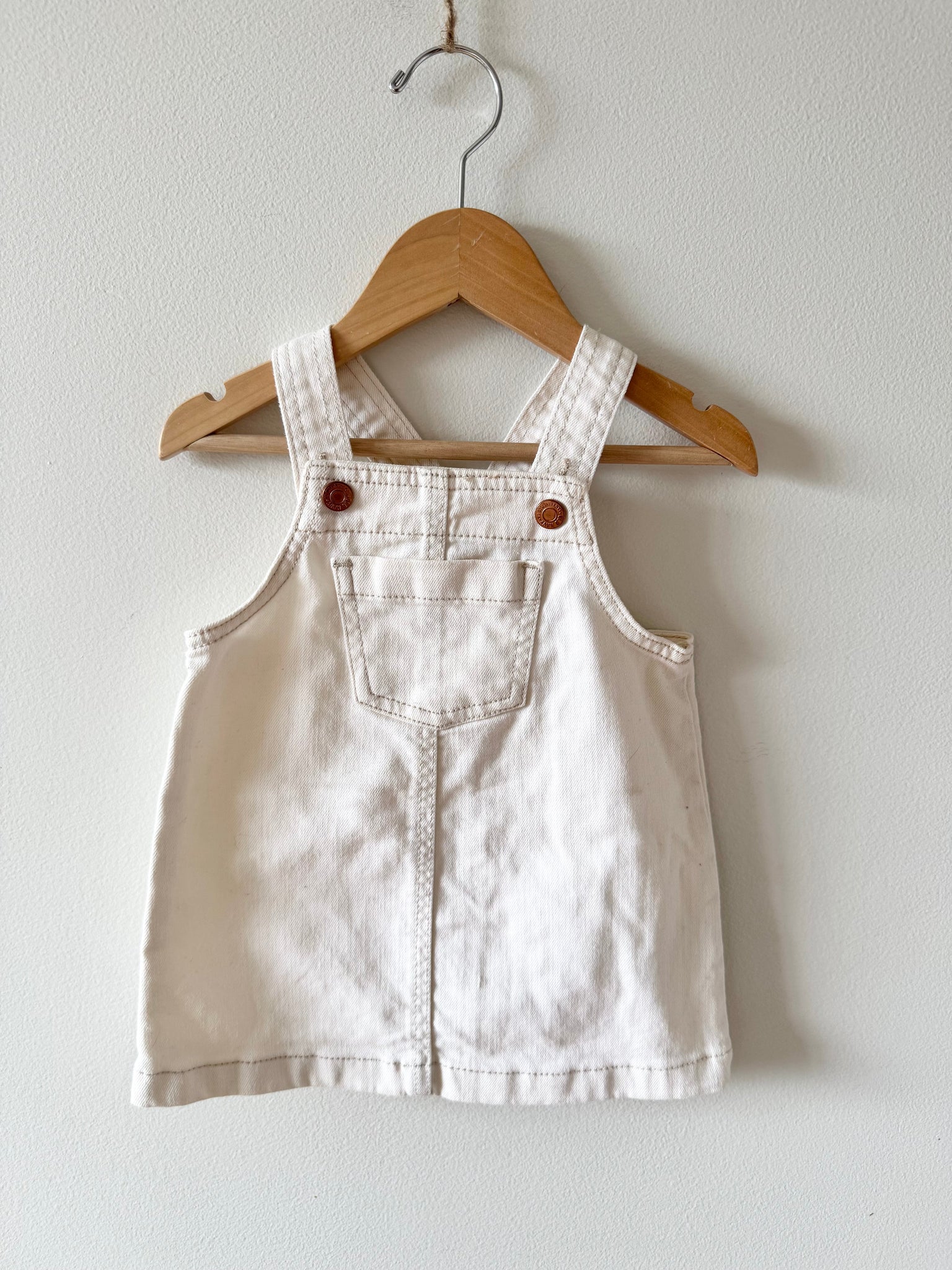Old Navy White Denim Overall Dress • 12-18 months