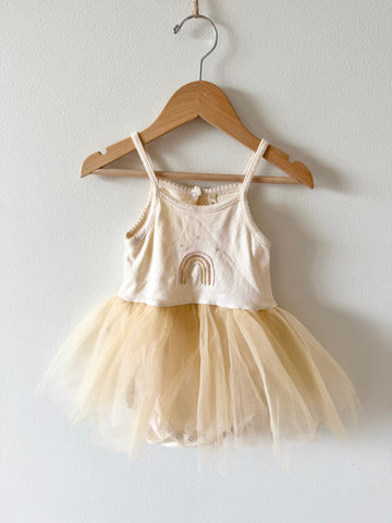 Wild Wawa Beige Rainbow Tutu Onesie Dress • 18-24 months