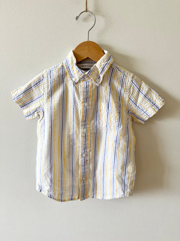 Janie and Jack Seersucker Button Up Collared Shirt • 3-4 years