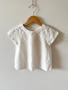 Bonpoint White Eyelet Cotton Blouse • 6-7 years